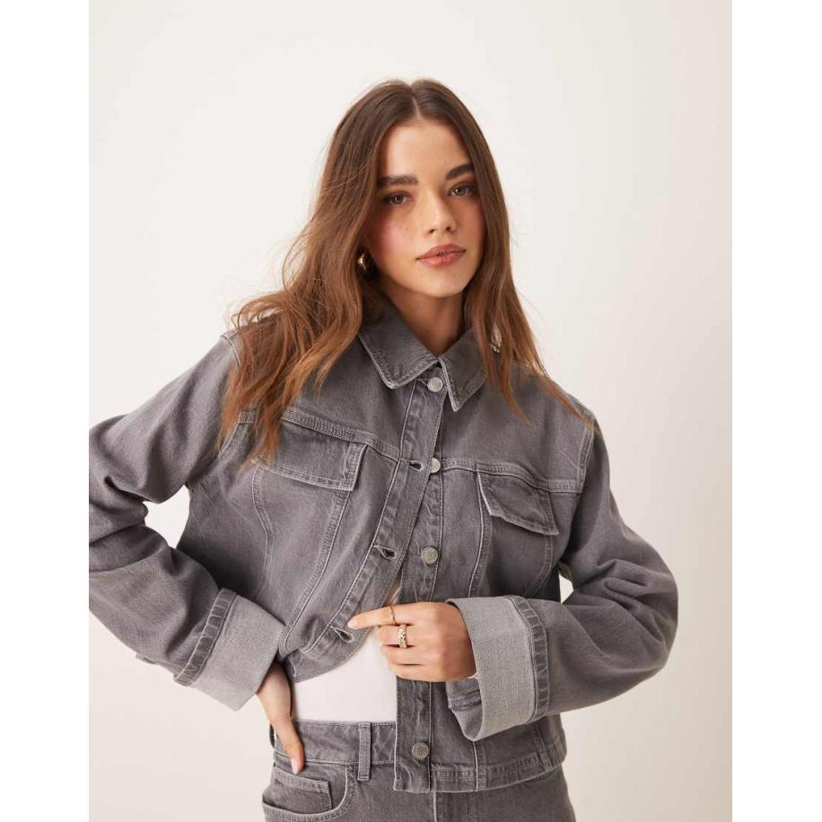 ASOS DESIGN Denim jack in grijze wassing-Grijs Grijs