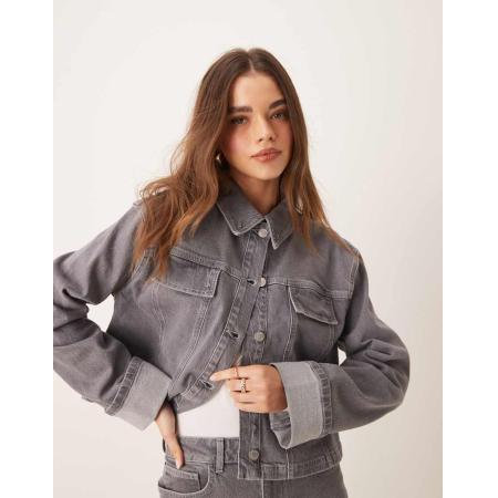 ASOS DESIGN Denim jack in grijze wassing-Grijs