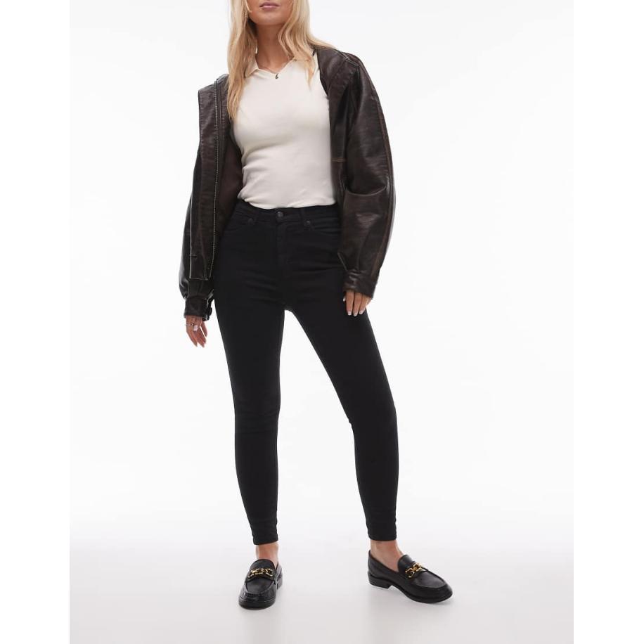 Topshop Hourglass Jamie Skinny jeans met hoge taille in zwart Zwart