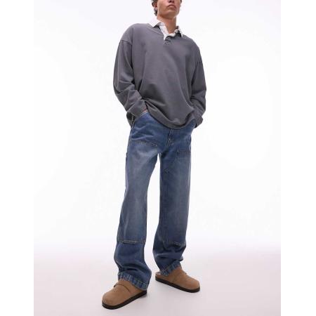 Levi's - Workwear Capsule 568 - Losse rechte jeans met dubbele knieën in mid-wash-Blauw