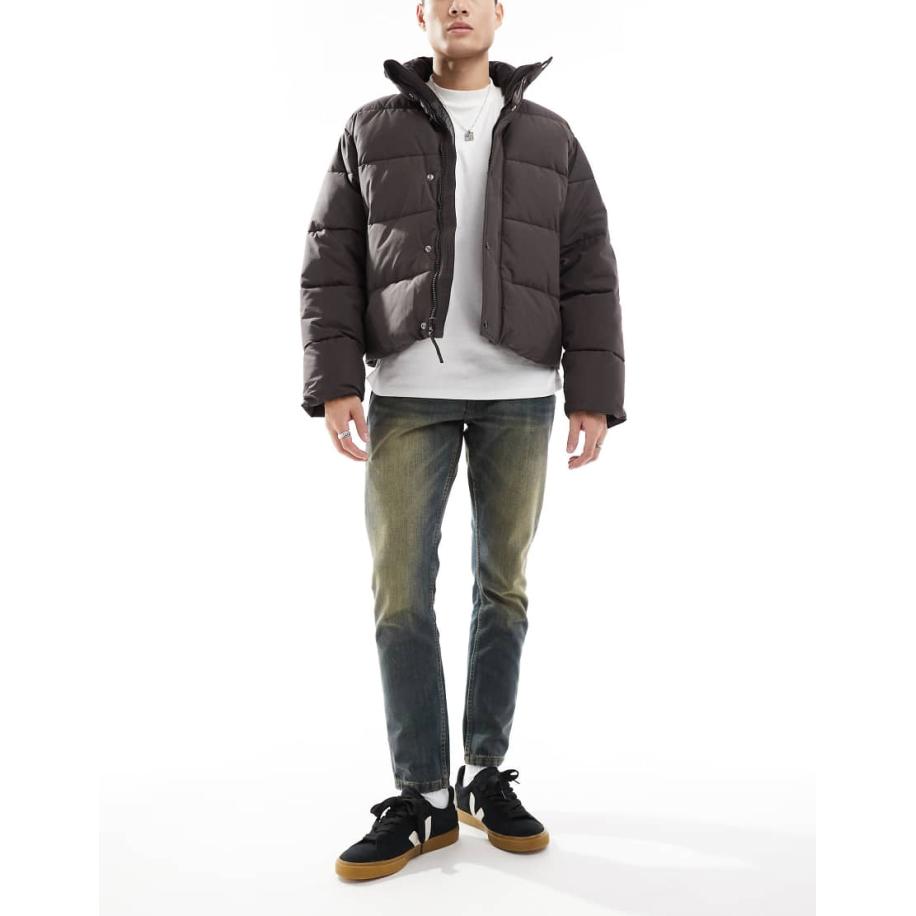 DTT - Stugge slim-fit jeans in middenblauw met vintage tint Blauw