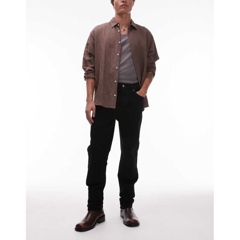 Topman - Toelopende jeans met stretch in zwart Zwart