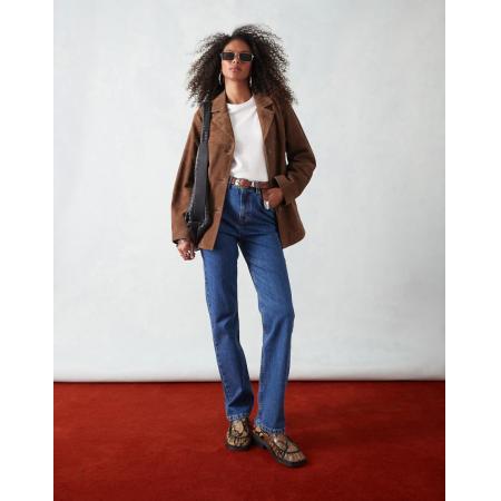 ASOS DESIGN Rechte jeans met hoge taille in fel middenlichtblauw