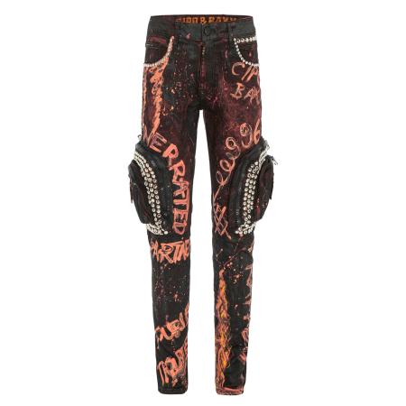 Cipo & Baxx CIPO & BAXX Jeans oranje / bourgogne / zwart