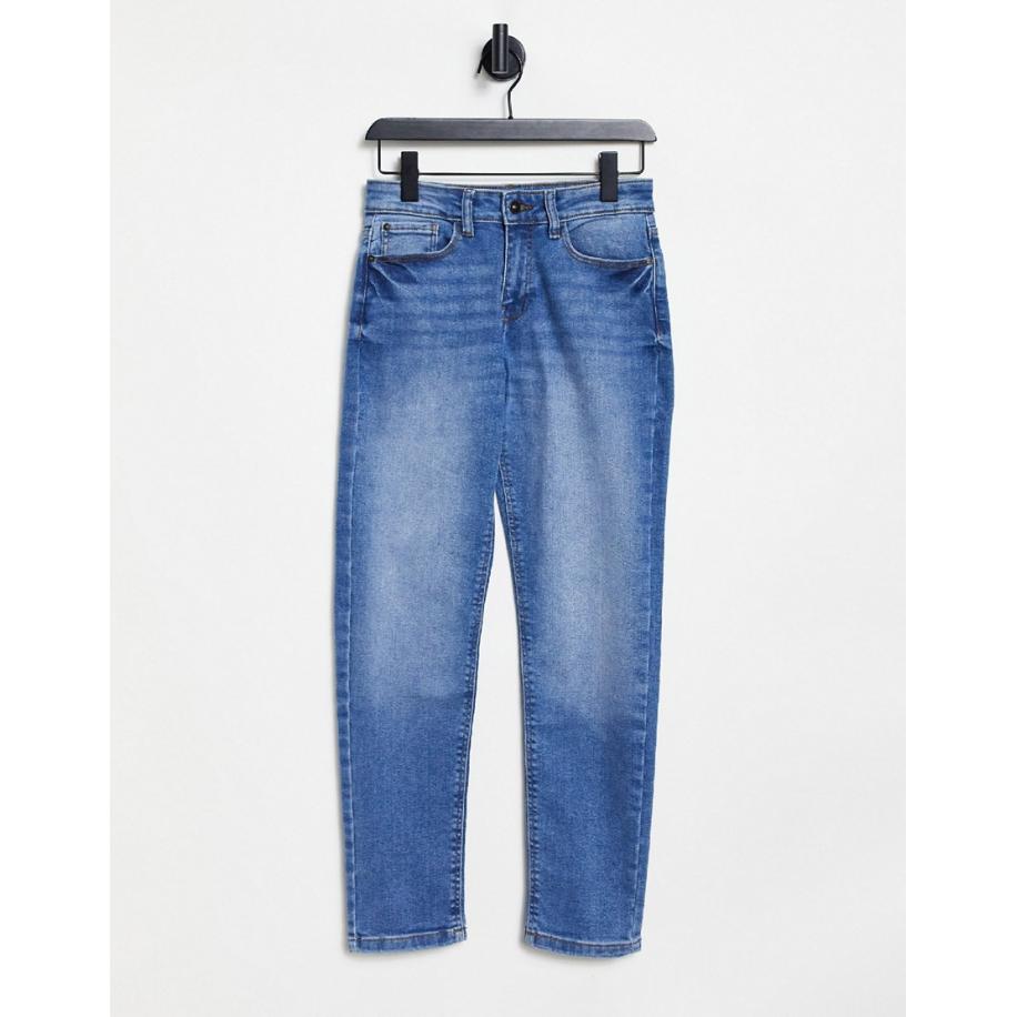 JDY Newtyson Mom jeans met hoge taille in blauw Blauw