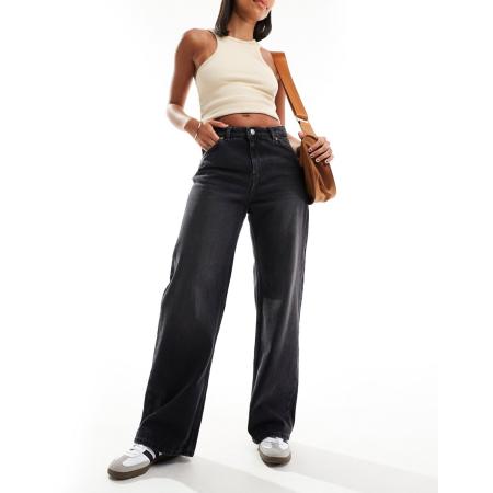 Monki Naoki Losvallende baggy jeans met lage taille in zwart