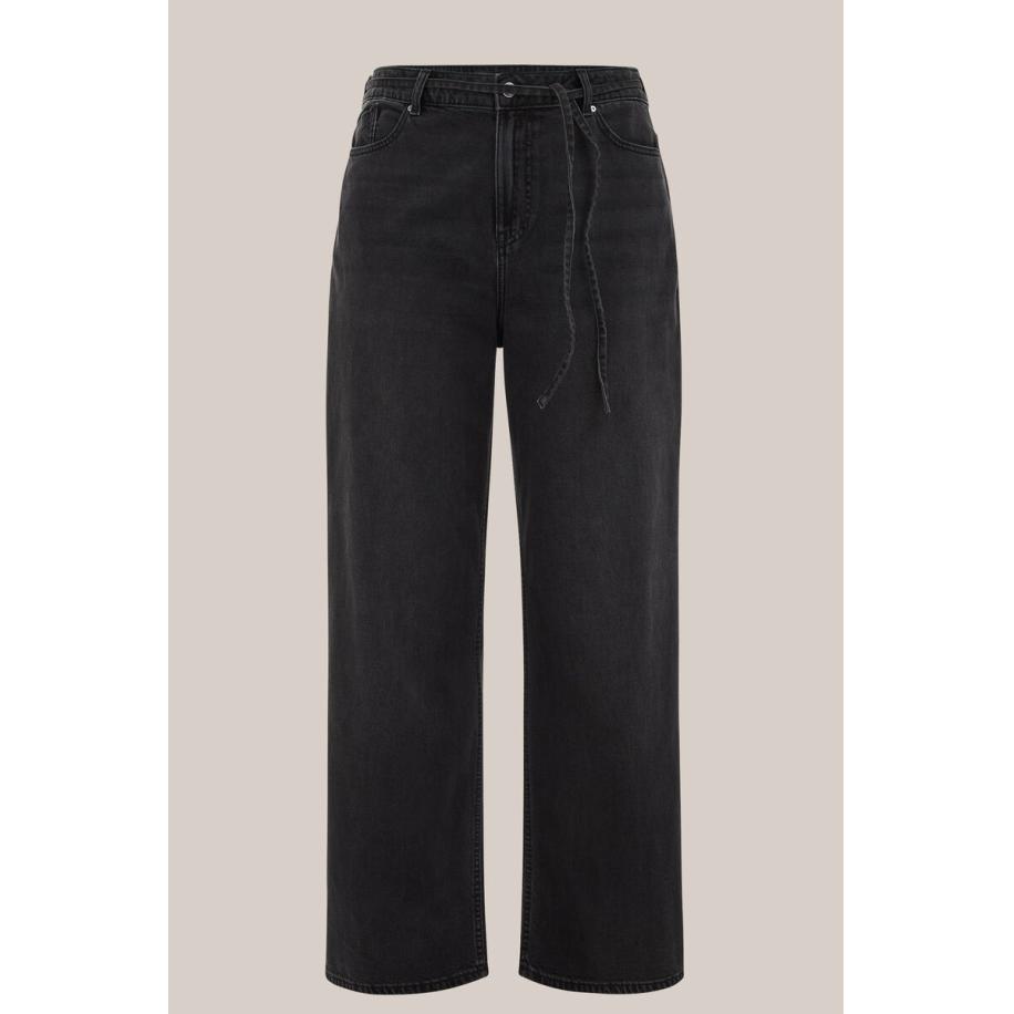 Blue Ridge dames wide leg jeans - Curve high waist - Zwart - Katoen - Plus Size Maat: 44 Zwart