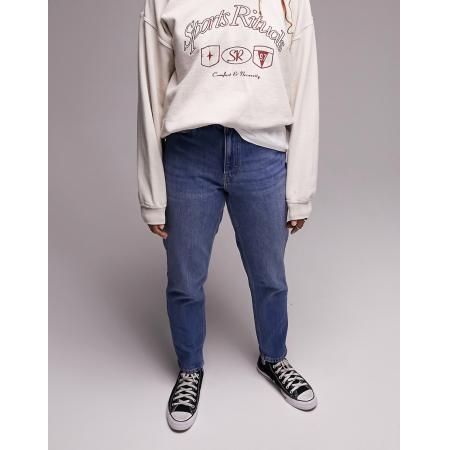Topshop Hourglass Original Mom jeans met hoge taille in middenblauw