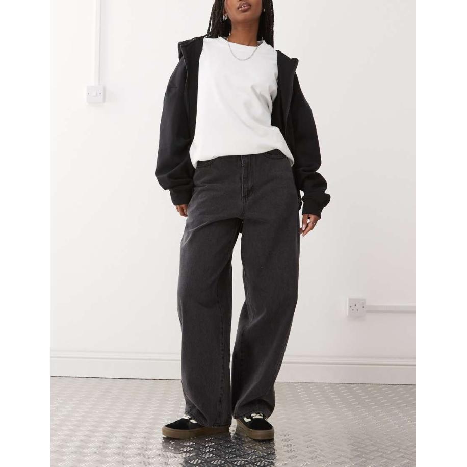 Obey Leah Baggy denim jeans in zwarte wassing Zwart