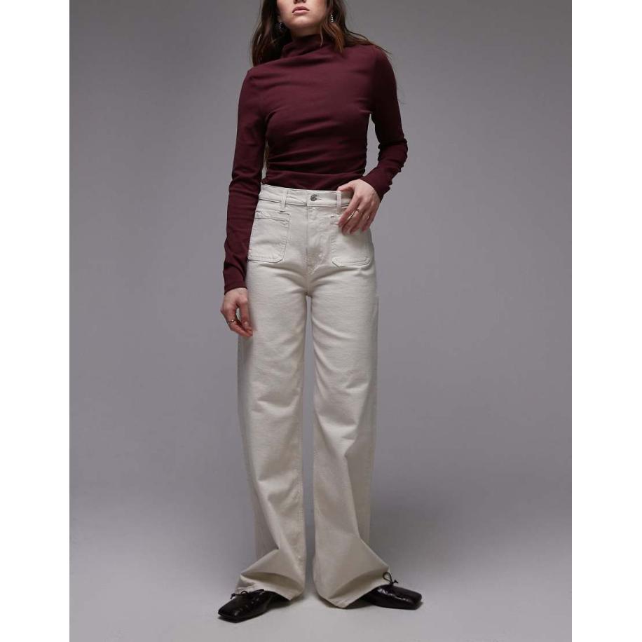 ARKET Lupine Jeans met hoge taille en wijde pijpen in winter wit Wit