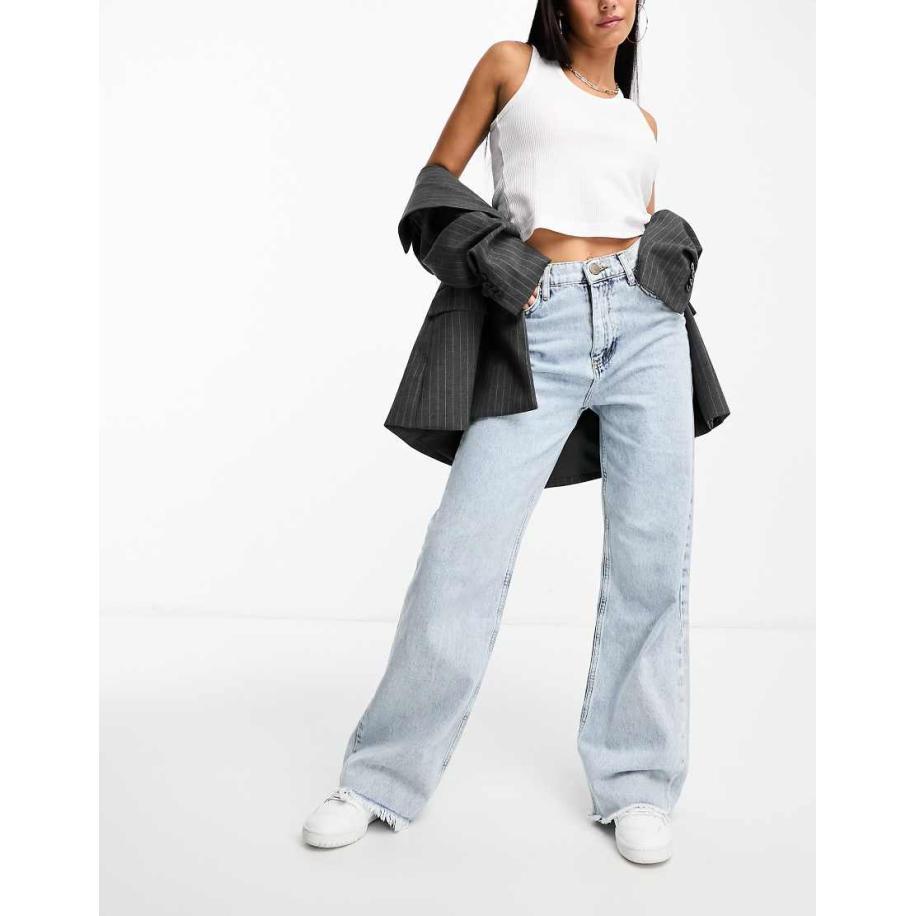 Sixth June Ruimvallende jeans in lichtblauw Blauw