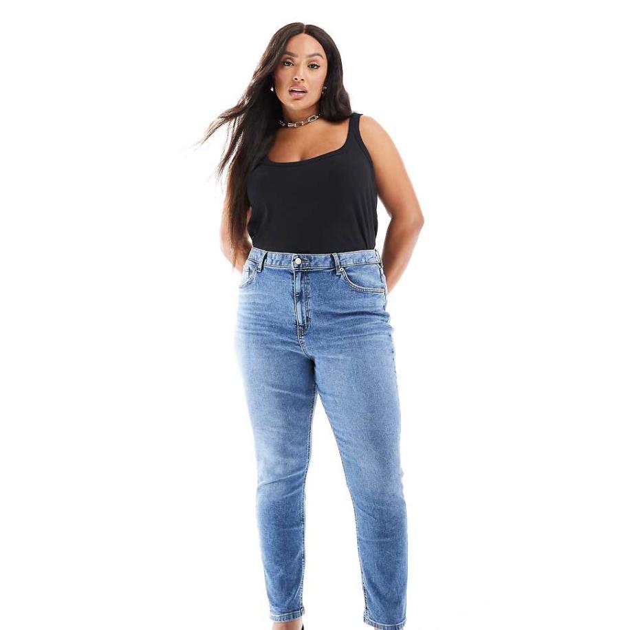 ASOS DESIGN Curve Ultieme skinny jeans in middenblauw Blauw