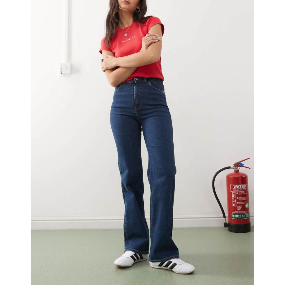 Dr. Denim Lexy Slim-fit bootcut jeans met halfhoge taille vale donker gebruikt blauw met wassing Blauw