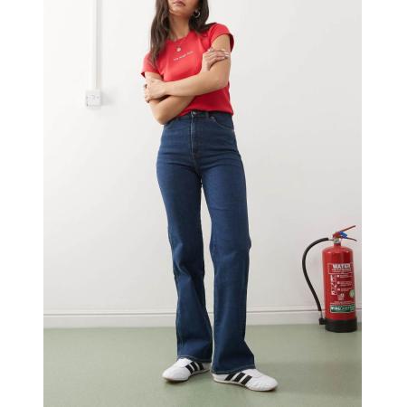 Dr. Denim Lexy Slim-fit bootcut jeans met halfhoge taille vale donker gebruikt blauw met wassing