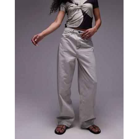 Topshop Baggy jeans met hoge taille in verouderd gebroken wit