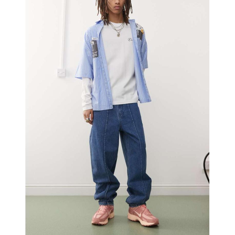 Karl Kani - Jeans met rechte pijpen in mid-wash blauw Blauw