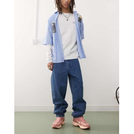 Karl Kani - Jeans met rechte pijpen in mid-wash blauw