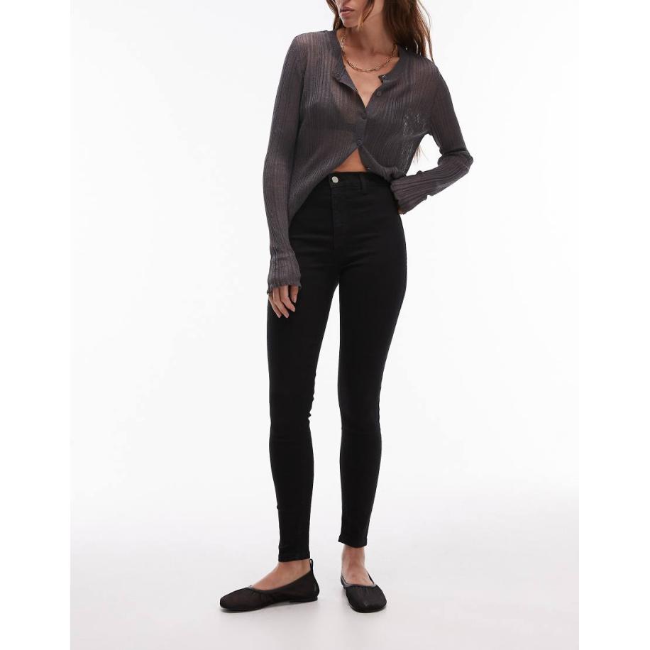 Topshop Joni Super skinny jeans met hoge taille in zwart Zwart