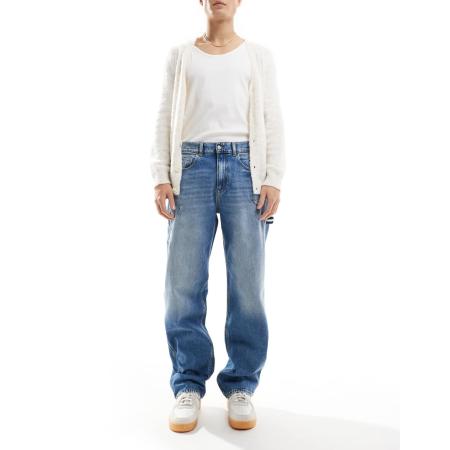 Tommy Jeans - Jaimie - Losse rechte timmermansjeans in mid-wash-Blauw