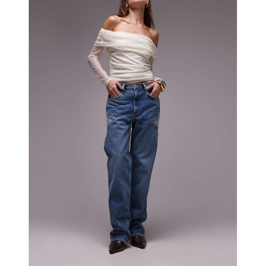 Mango Jeans met sterrenprint in blauw Blauw