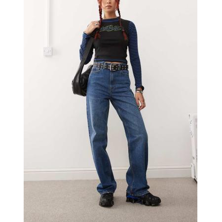 Dr. Denim Dash Regular-fit jeans met rechte pijpen in middenblauw stone met spray