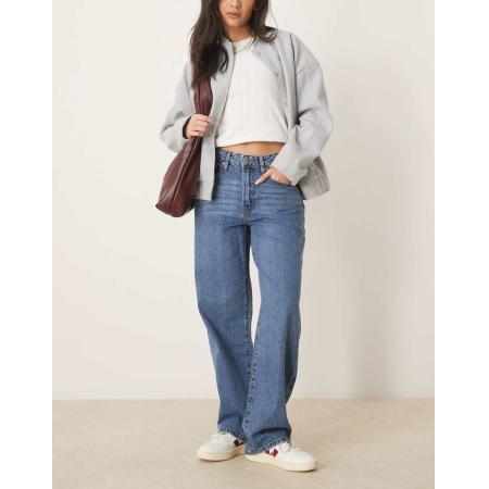 Gina Tricot Baggy jeans met lage taille in mid-wash blauw