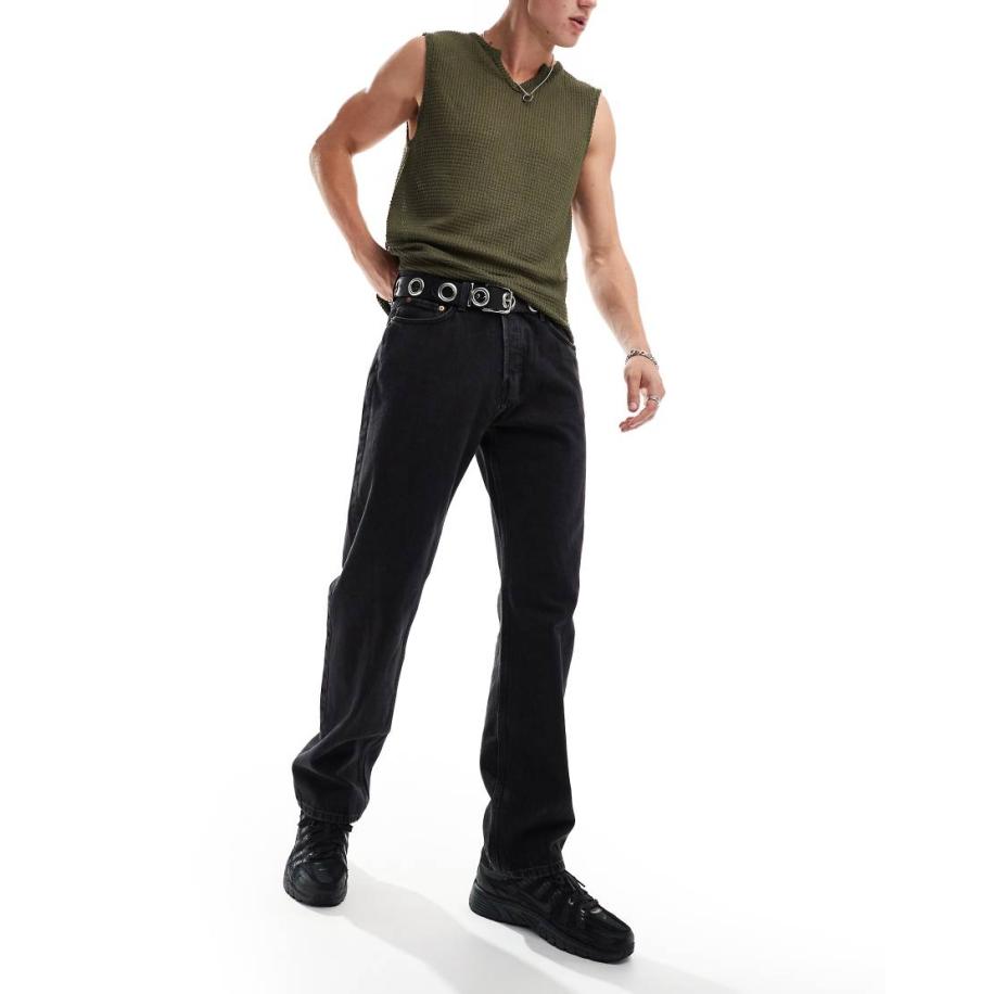 Weekday - Space - Ruimvallende jeans met rechte pijpen in zwart Zwart