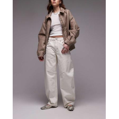 Topshop Jeans met wijde ronde pijpen in gebroken wit