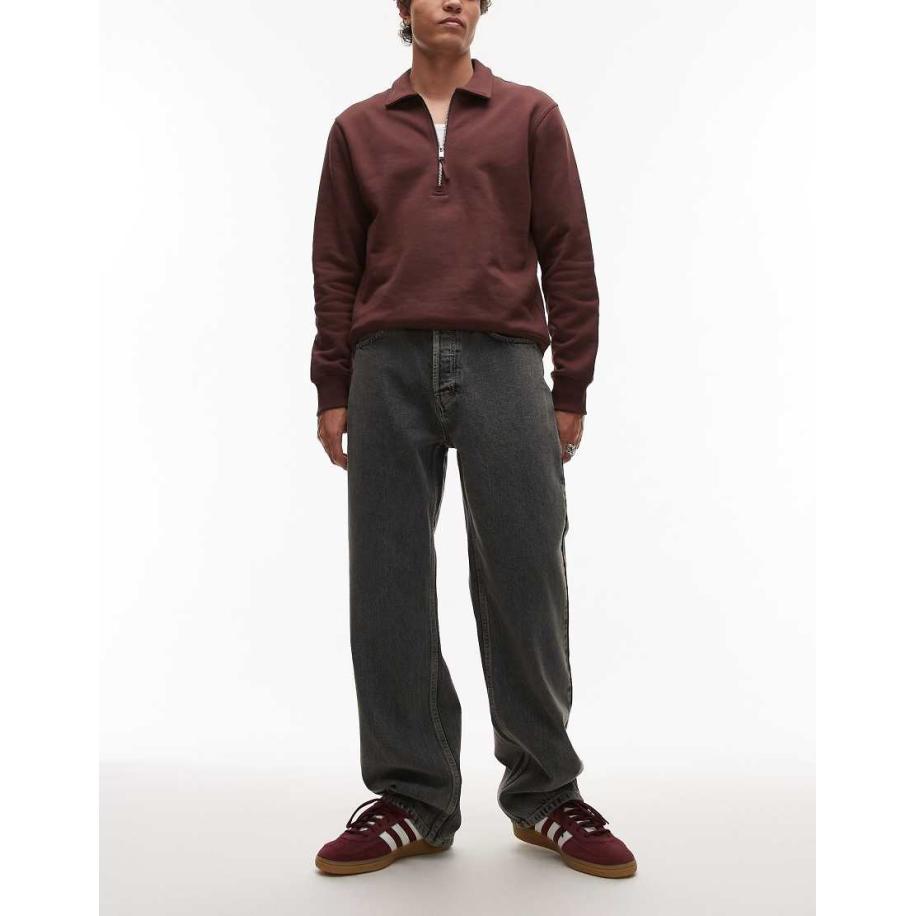 Topman - Stugge baggy jeans in dirty wash-Blauw Blauw