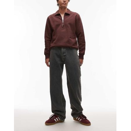 Topman - Stugge baggy jeans in dirty wash-Blauw