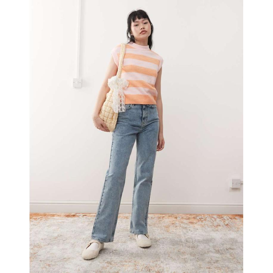 Miss Selfridge Jeans met rechte pijpen in mid-wash-Zwart Zwart