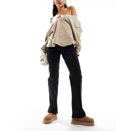 Pieces Kelly Jeans met hoge taille en rechte pijpen in zwart