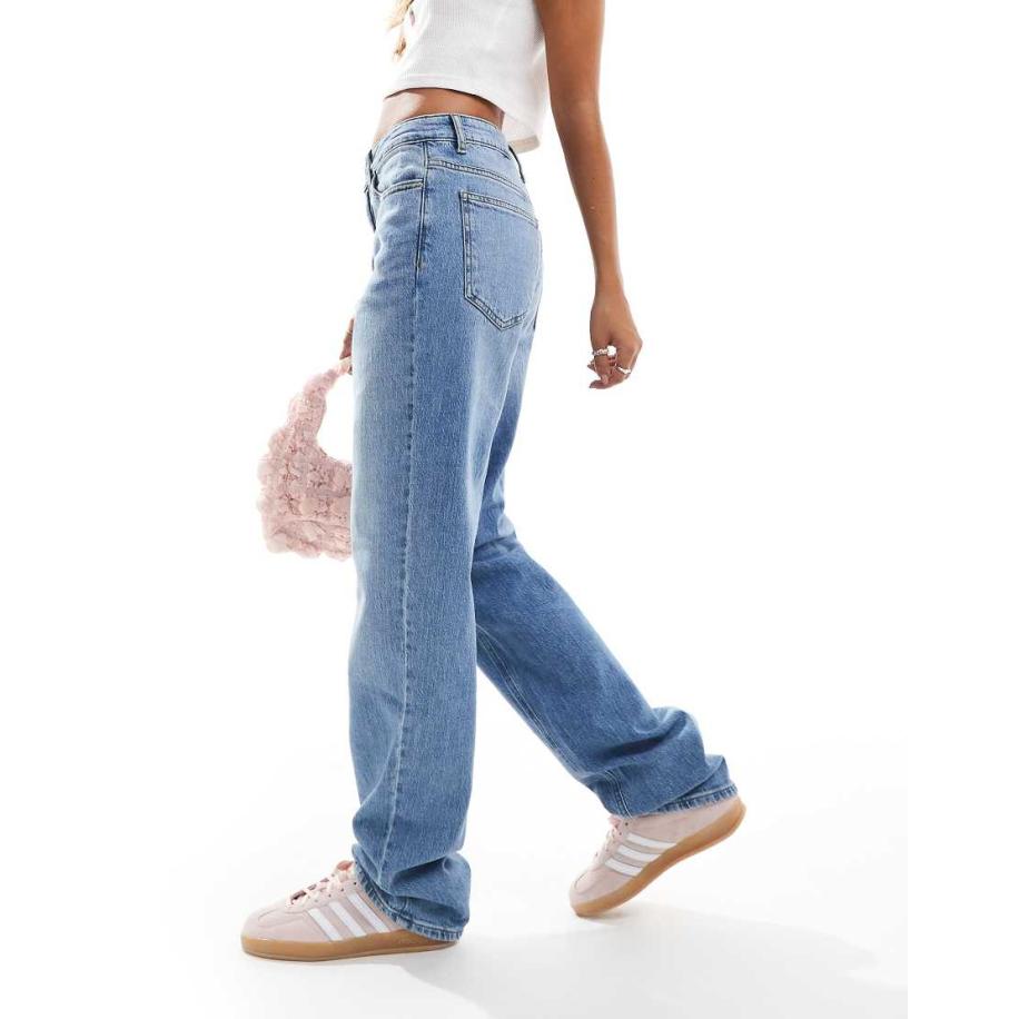 VILA Kelly Jeans met wijde pijpen en hoge taille in middenblauw denim Blauw