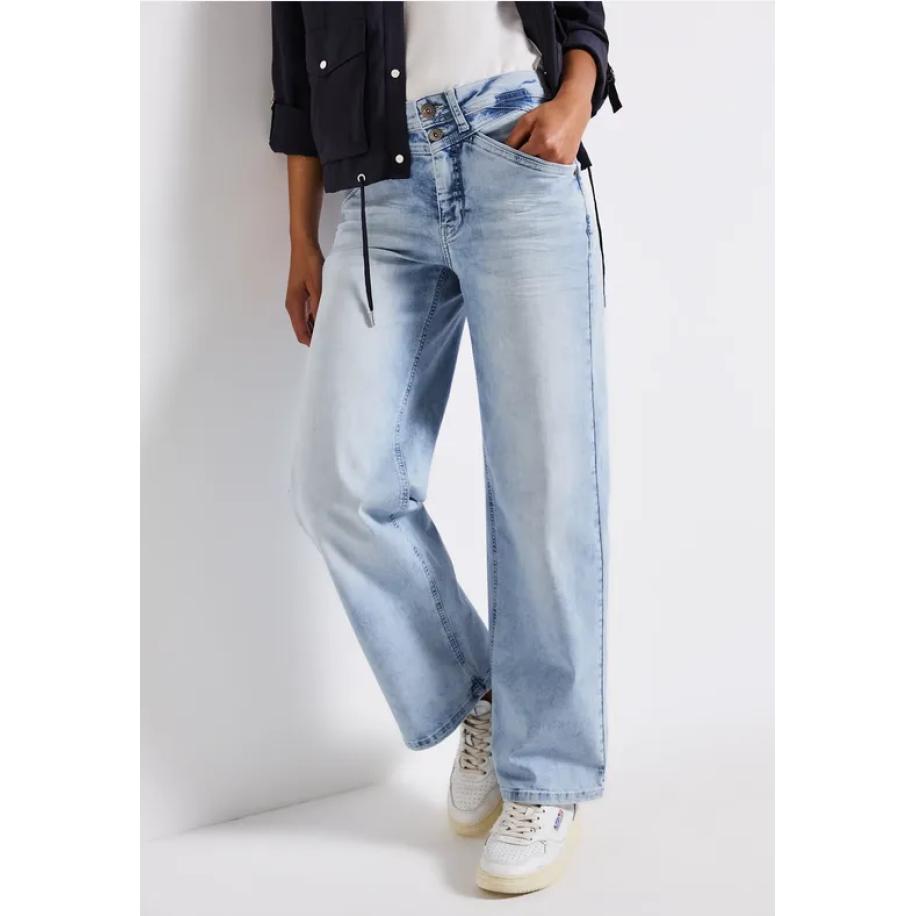 Street One Jeans met gebleekte Wide Legs Blauw