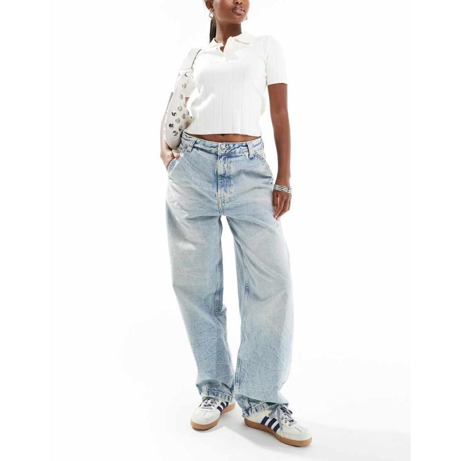 Bershka Skaterjeans in mid-wash blauw Blauw