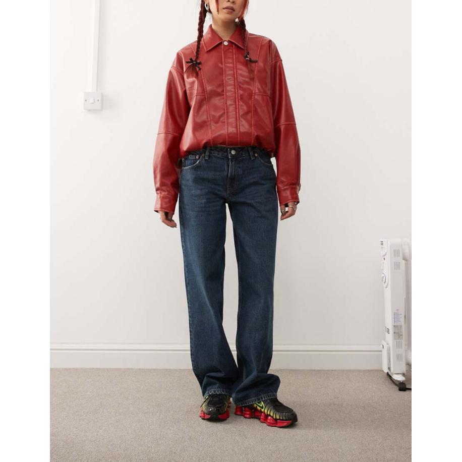 Dr Denim Hill Rechte jeans met wijde pijpen en lage taille in gedragen donker canyon-Blauw Blauw