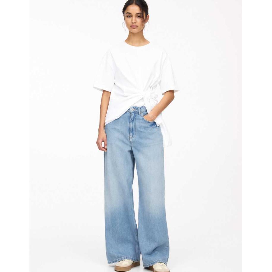 Pull & Bear Baggy oversized jeans met wijde pijpen in blauw Blauw