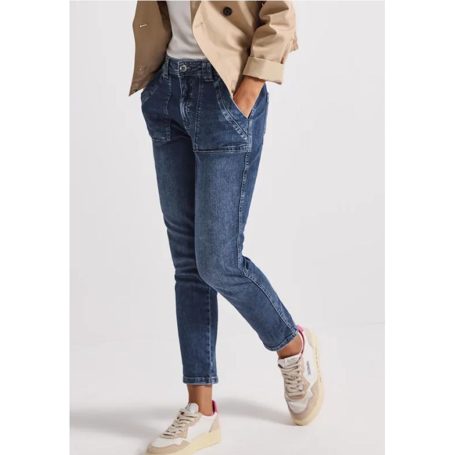 Street One Cargo jeans in Loose Fit Blauw
