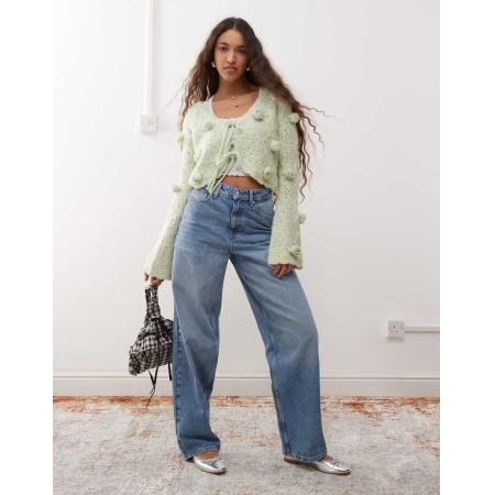 Miss Selfridge Ruimvallende jeans in middenblauwe wassing