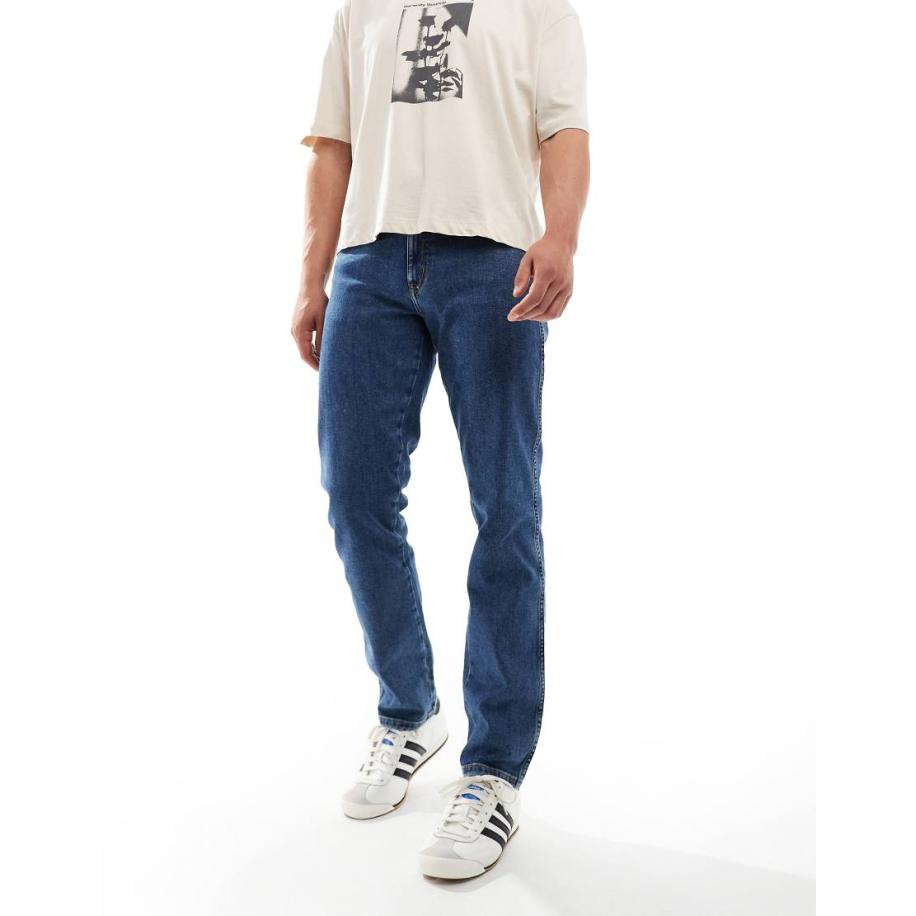 Wrangler - Texas - Slim-fit jeans in mid-wash-Blauw Blauw