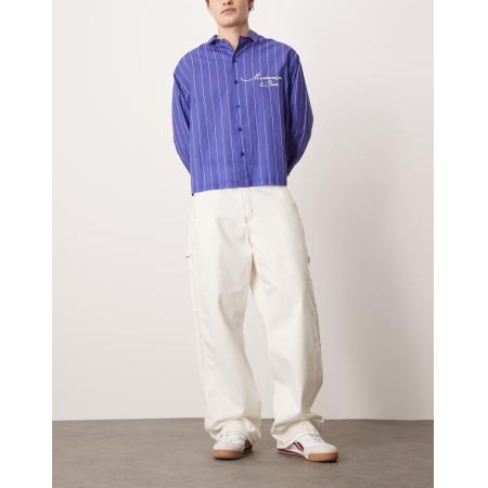 Dickies - Losse timmermansbroek van denim met contrasterende stiksels in gebroken wit