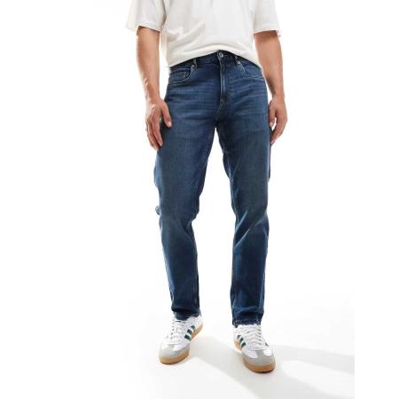 Farah - Elm - Smalle jeans in denim wash-Blauw
