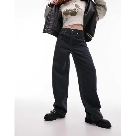 Topshop Gilmore Boyfriend jeans met lage taille in nachtblauw