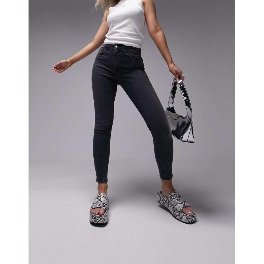 Topshop Hourglass Jamie Jeans in zwart met wassing Zwart