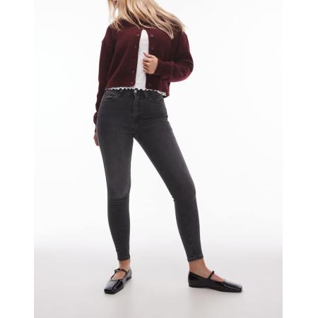 Topshop Hourglass Jamie Skinny jeans met hoge taille in zwart met wassing
