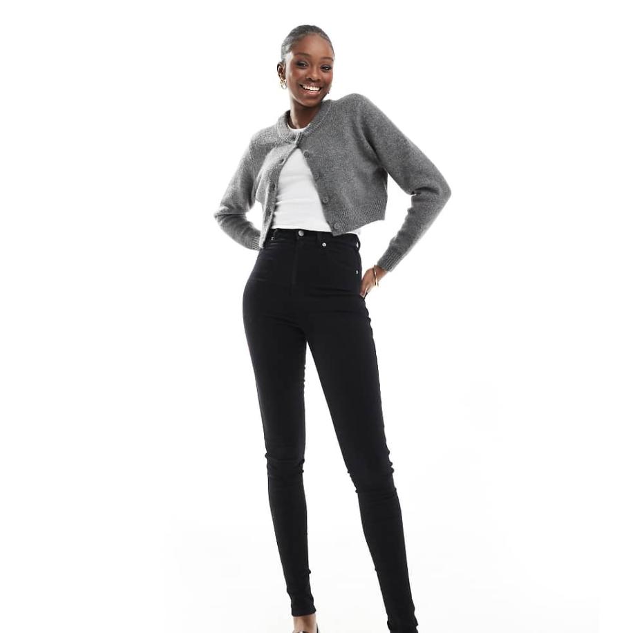 Dr Denim Tall Solitaire Super skinny jeans met hoge taille in effen zwarte wassing Zwart