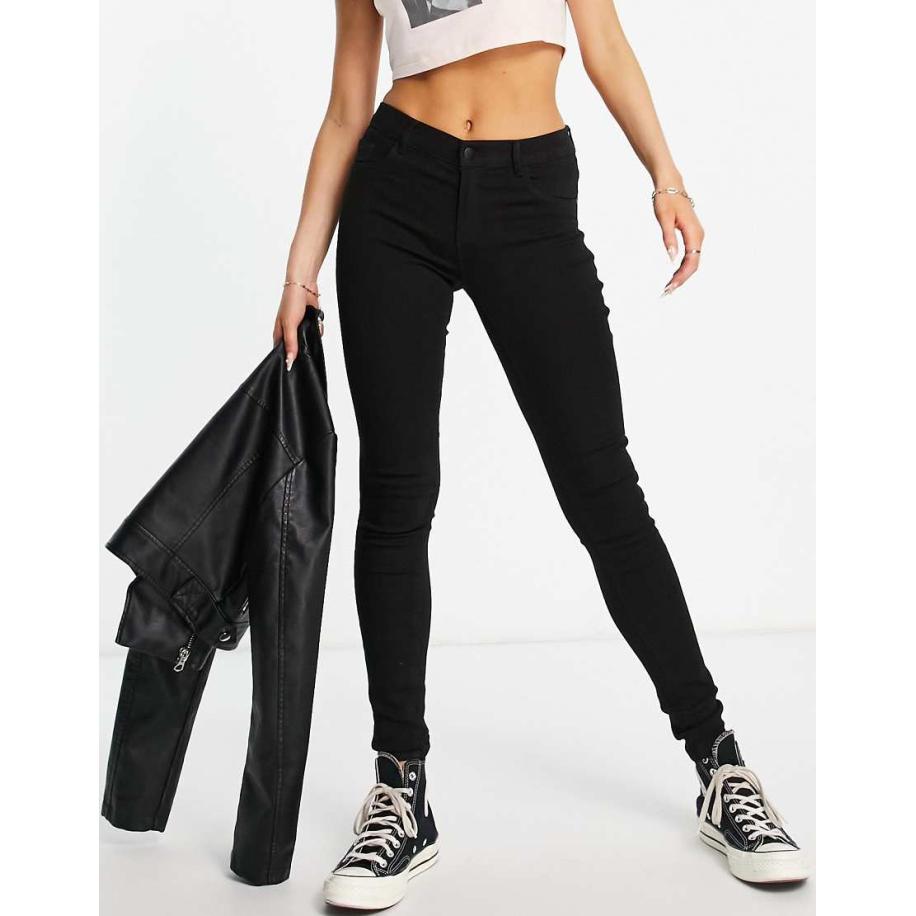 Only Rain Skinny jeans met halfhoge taille in zwart Zwart