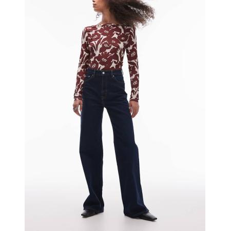 & Other Stories Jeans met wijde pijpen en hoge taille in donkerblauw met wassing