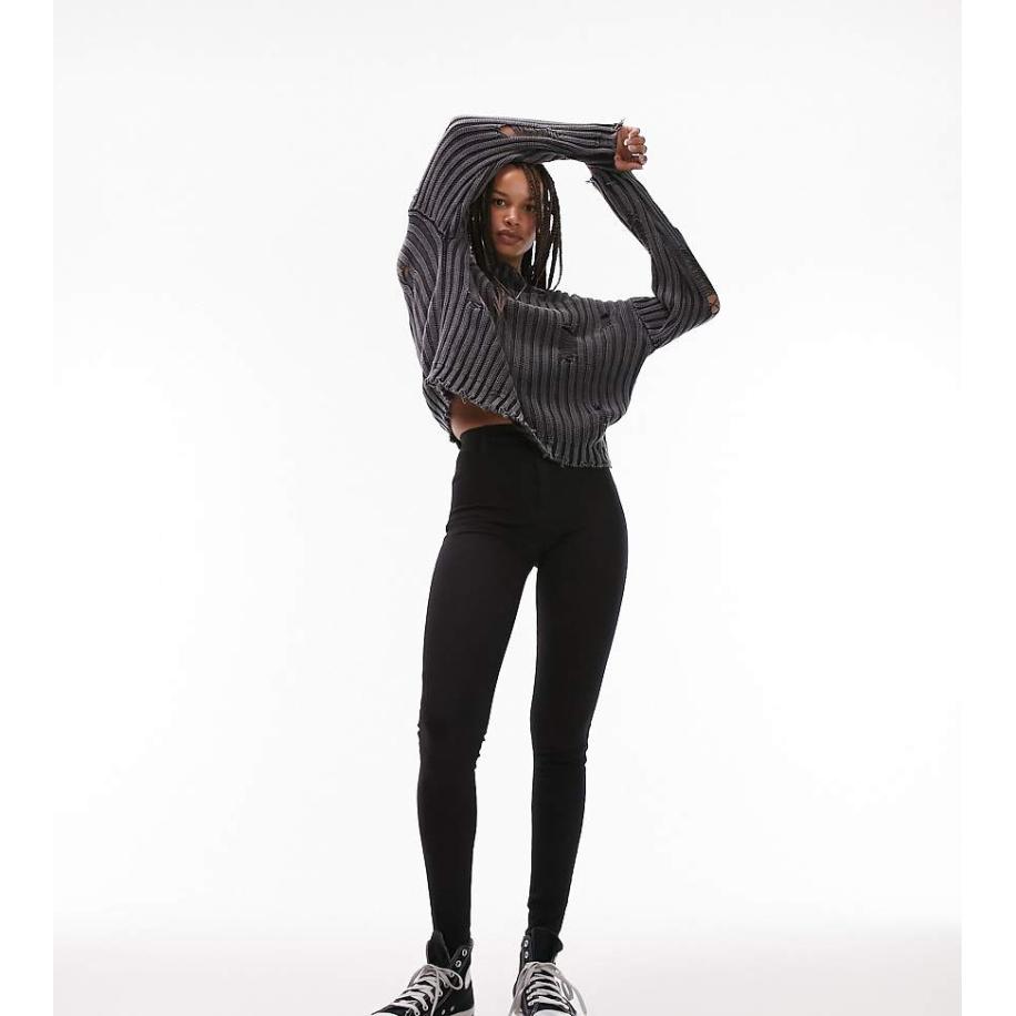 Topshop Tall Joni Super skinny jeans met hoge taille in zwart Zwart