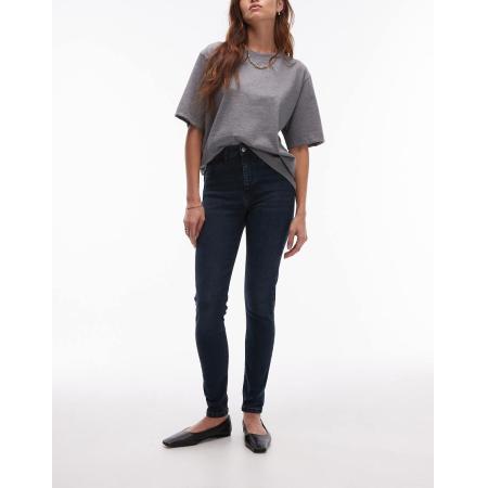 Topshop Jamie Jeans met hoge taille in zwartblauw